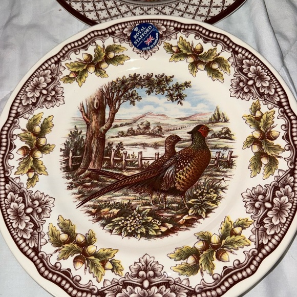 3 Dinning And 1 Salad Thanksgiving Royal Stafford Plates - Picture 2 of 7